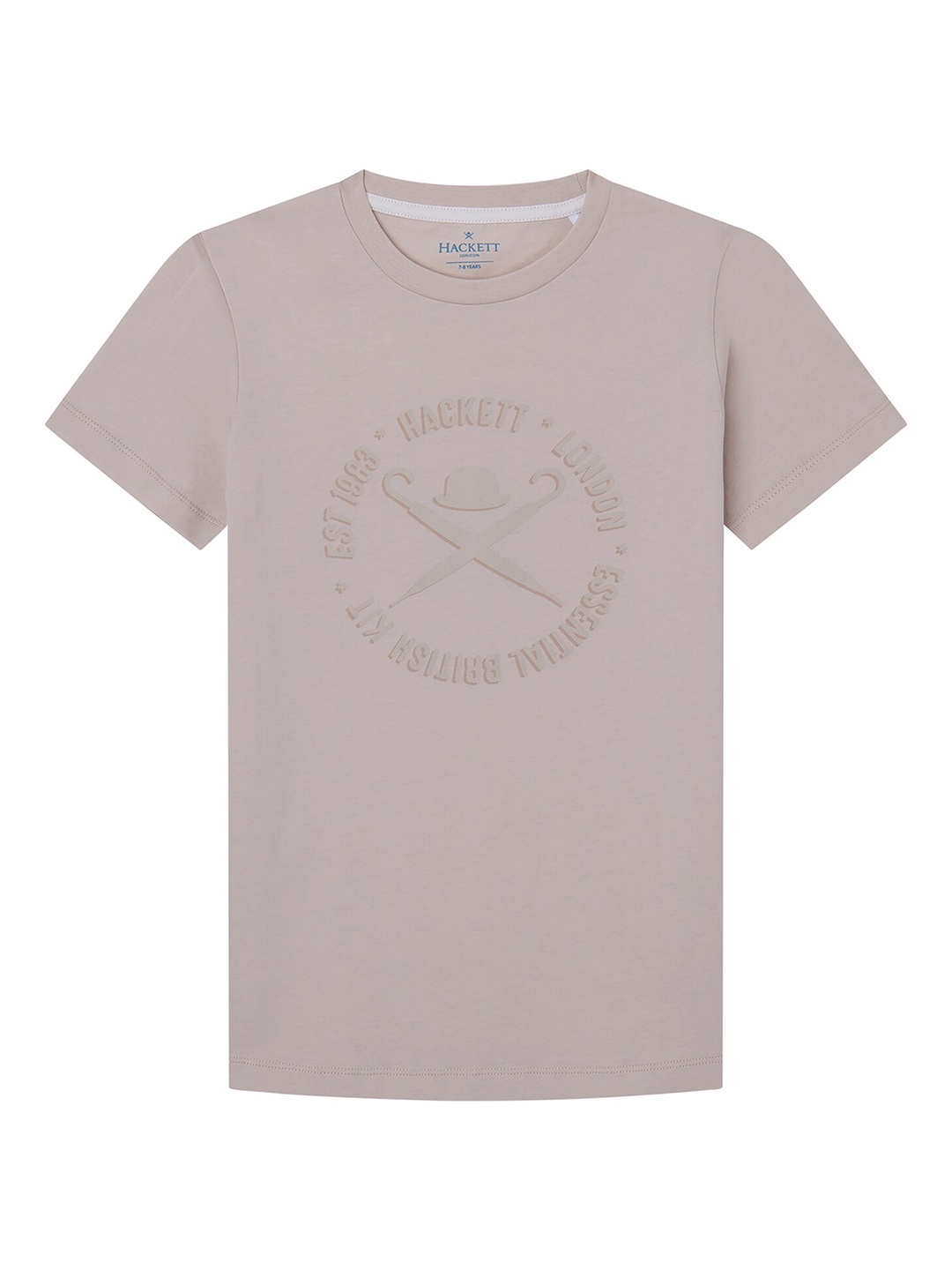 

HACKETT LONDON Boys Typography Printed Slim Fit Cotton T-Shirt, Beige