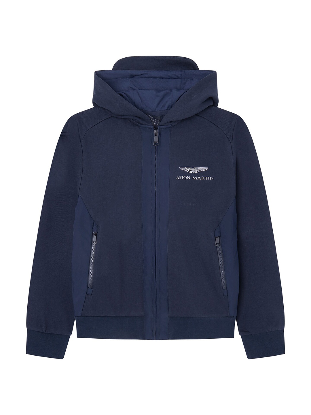 

HACKETT LONDON Boys Hooded Cotton Front Open Sweatshirt, Navy blue