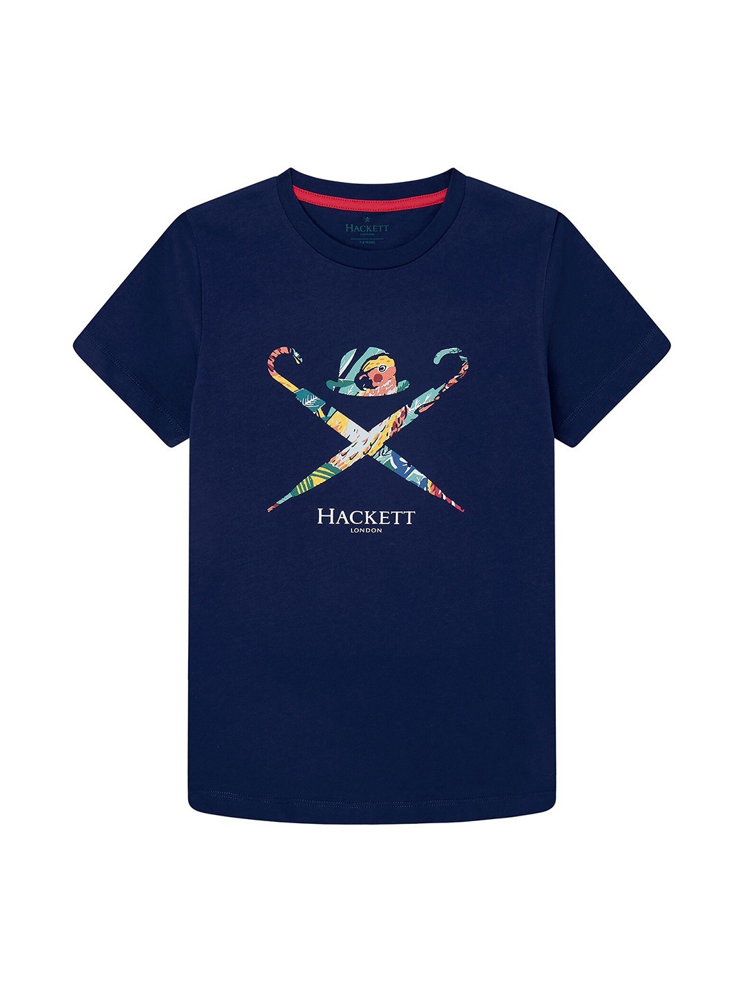 

HACKETT LONDON Boys Graphic Printed Slim Fit Cotton T-Shirt, Navy blue