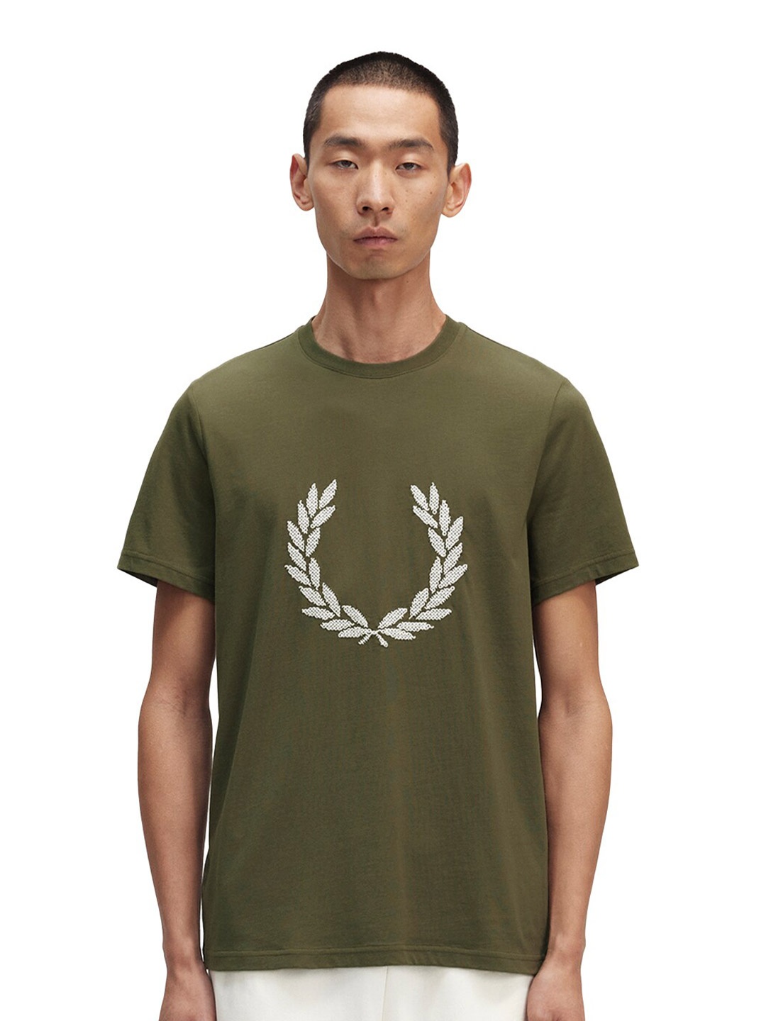 

Fred Perry Graphic Printed Cotton T-Shirt, Olive
