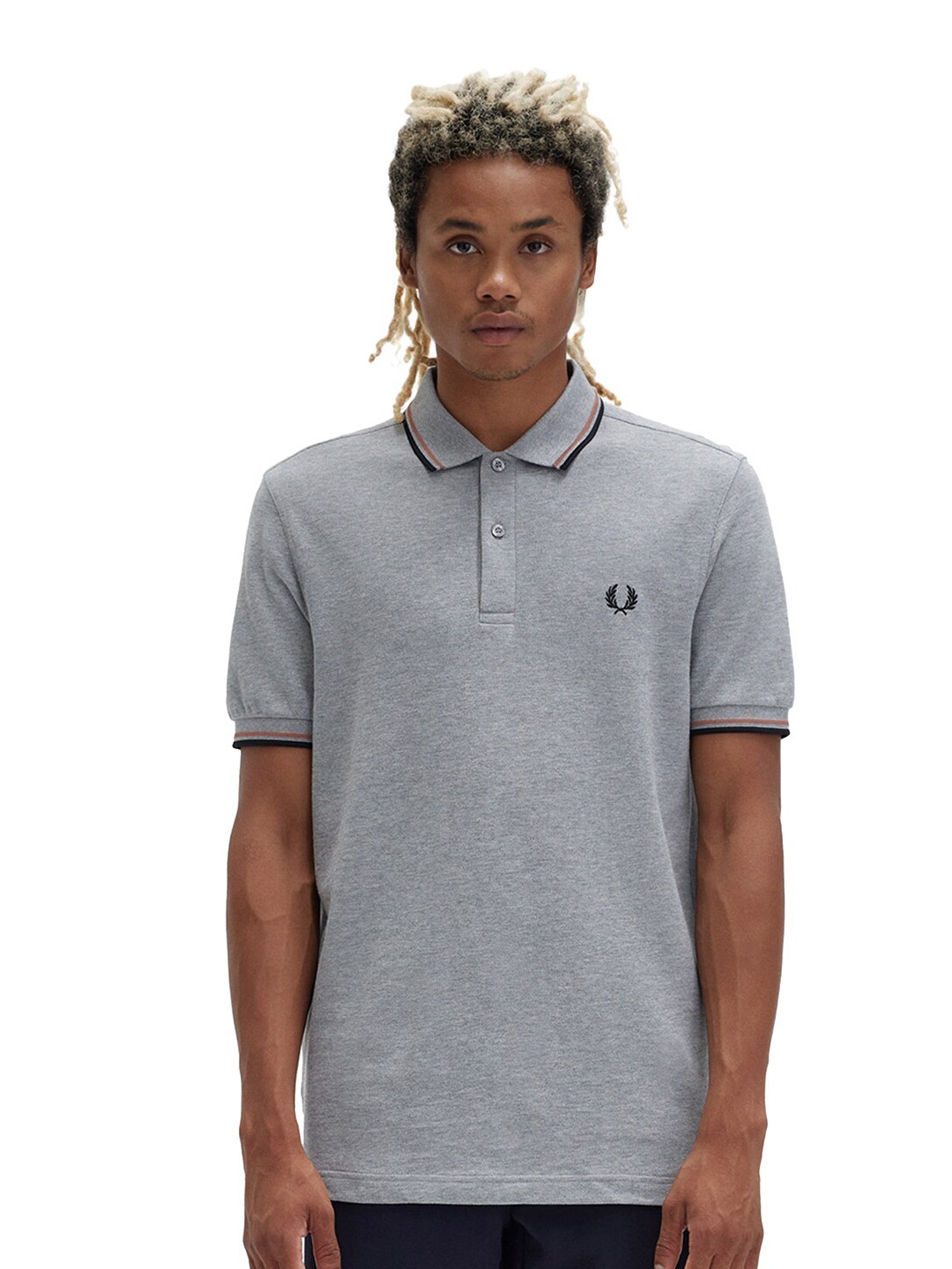 

Fred Perry Polo Collar Cotton T-Shirt, Grey