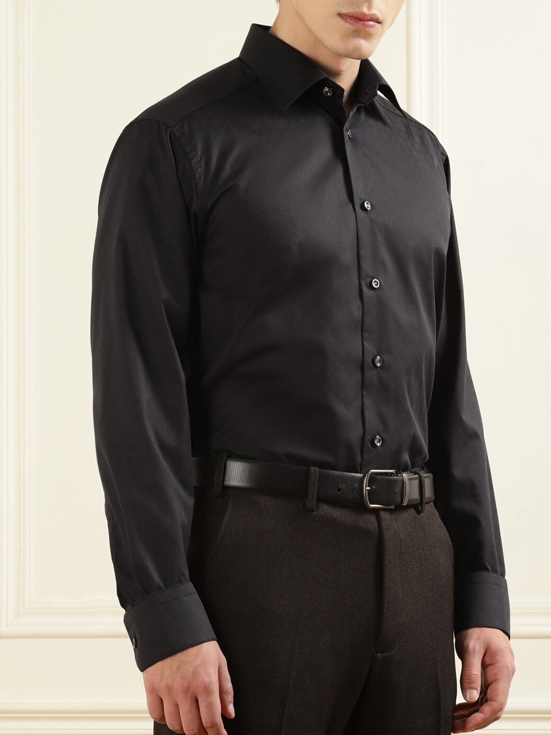 

Eton Spread Collar Cotton Formal Shirt, Black