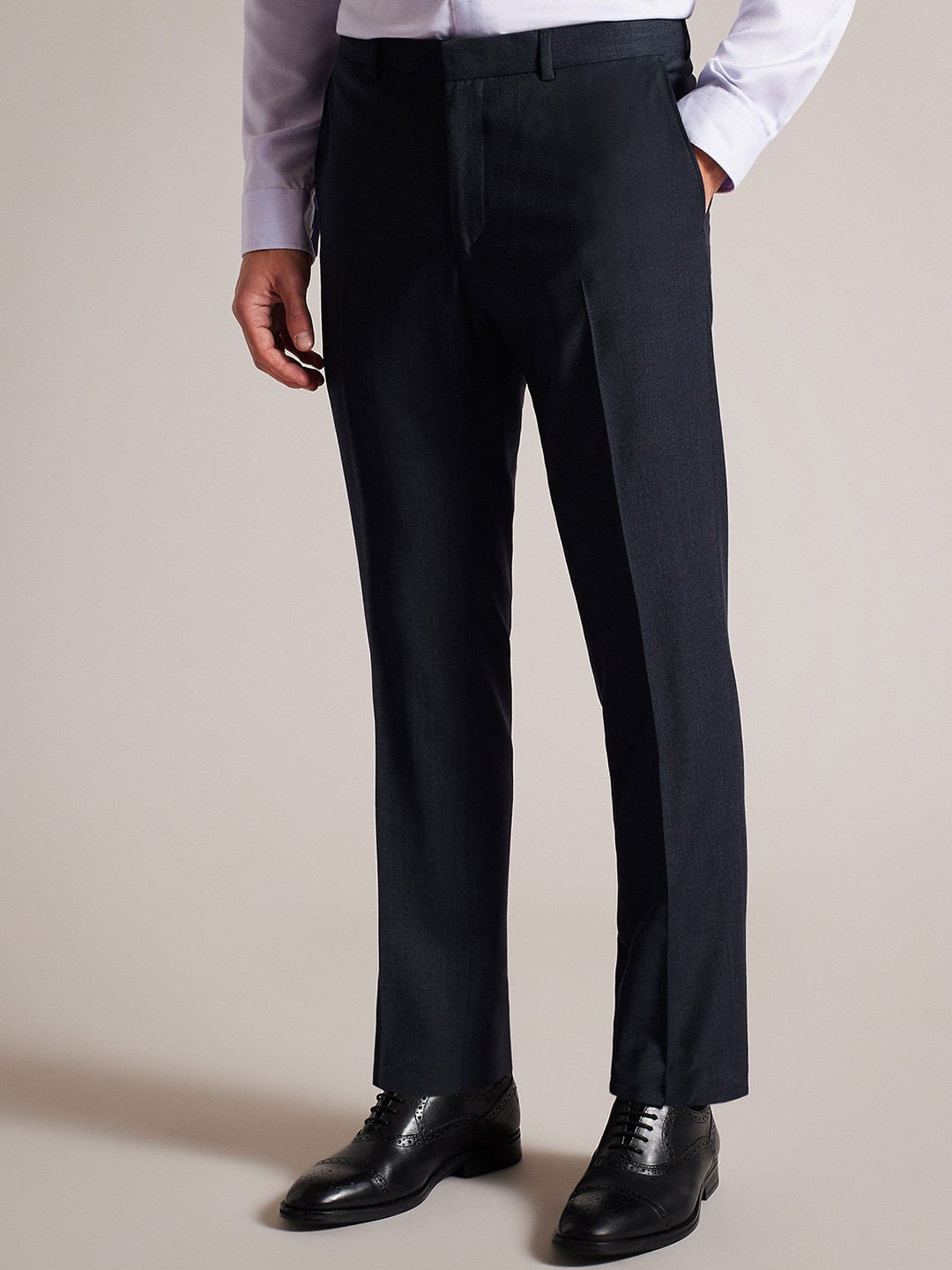

Ted Baker Men Mid-Rise Regular Fit Formal Trousers, Navy blue
