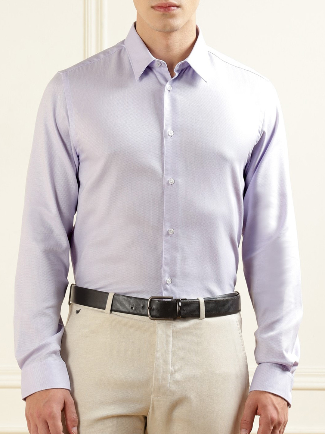 

Ted Baker Self Design Spread Collar Cotton Formal Shirt, Purple