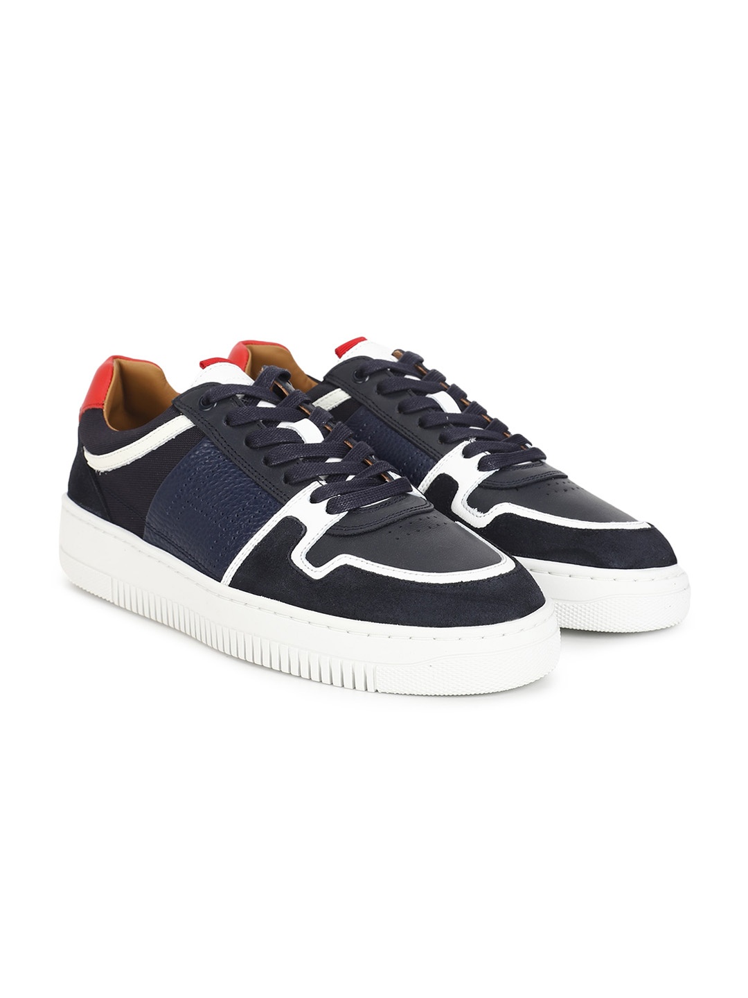 

HACKETT LONDON Men Perforated Leather Sneakers, Navy blue