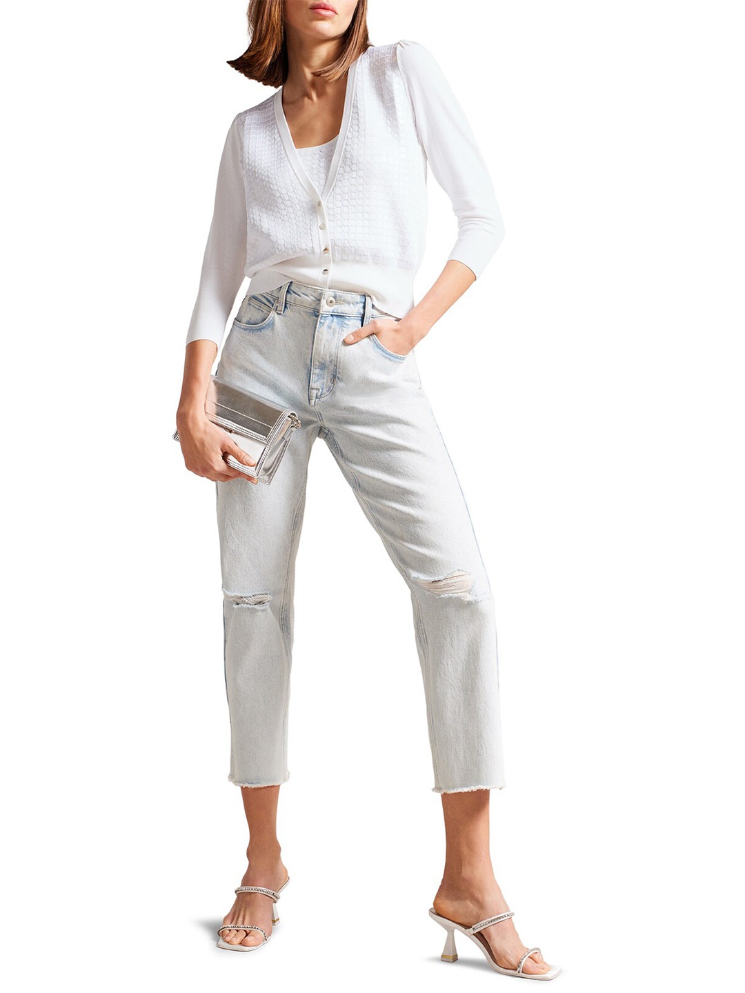 

Ted Baker Self Design V-Neck Cardigan, White