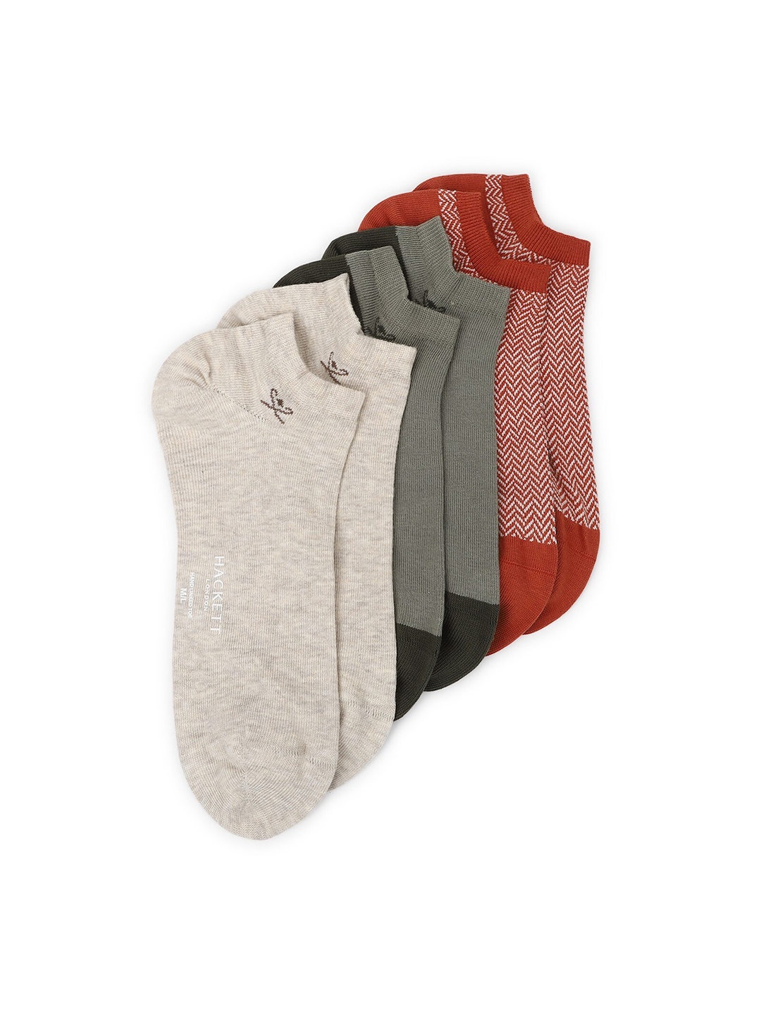 

HACKETT LONDON Men Pack Of 3 Colourblocked Cotton Ankle-Length Socks, Black