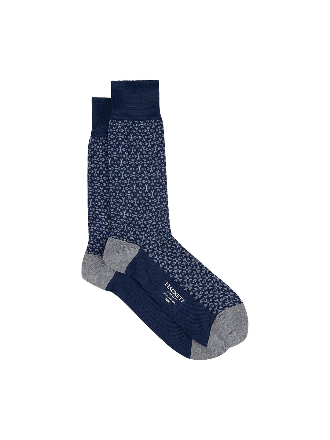 

HACKETT LONDON Men Patterned Cotton Calf-Length Socks, Blue