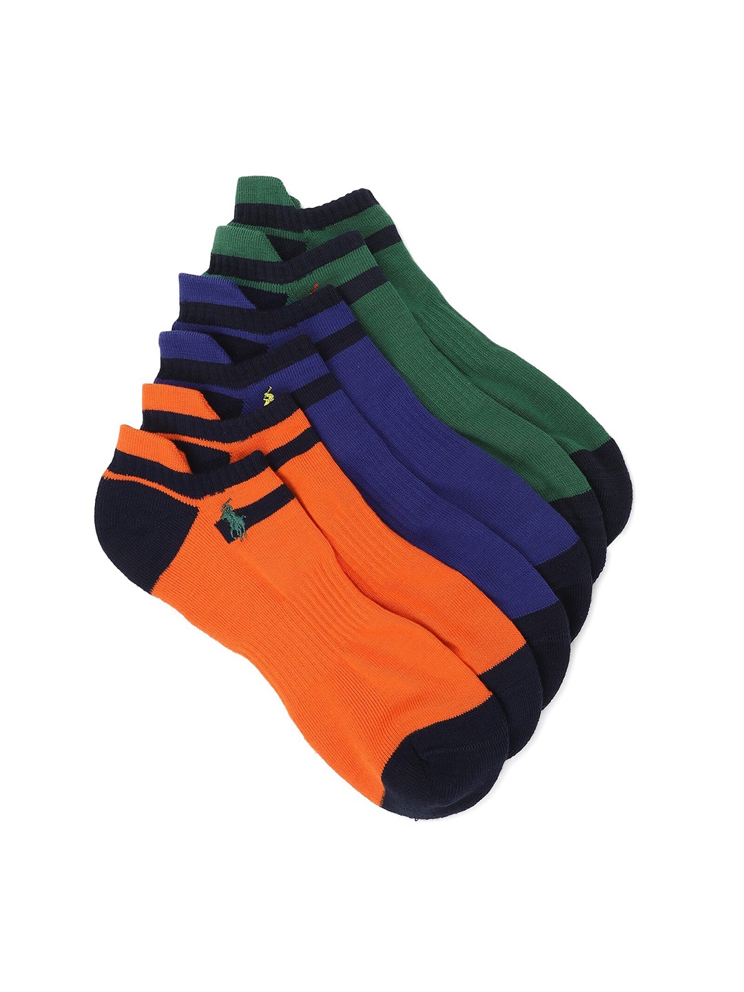 

Polo Ralph Lauren Men Pack Of 3 Patterned Shoe Liners Socks, Orange