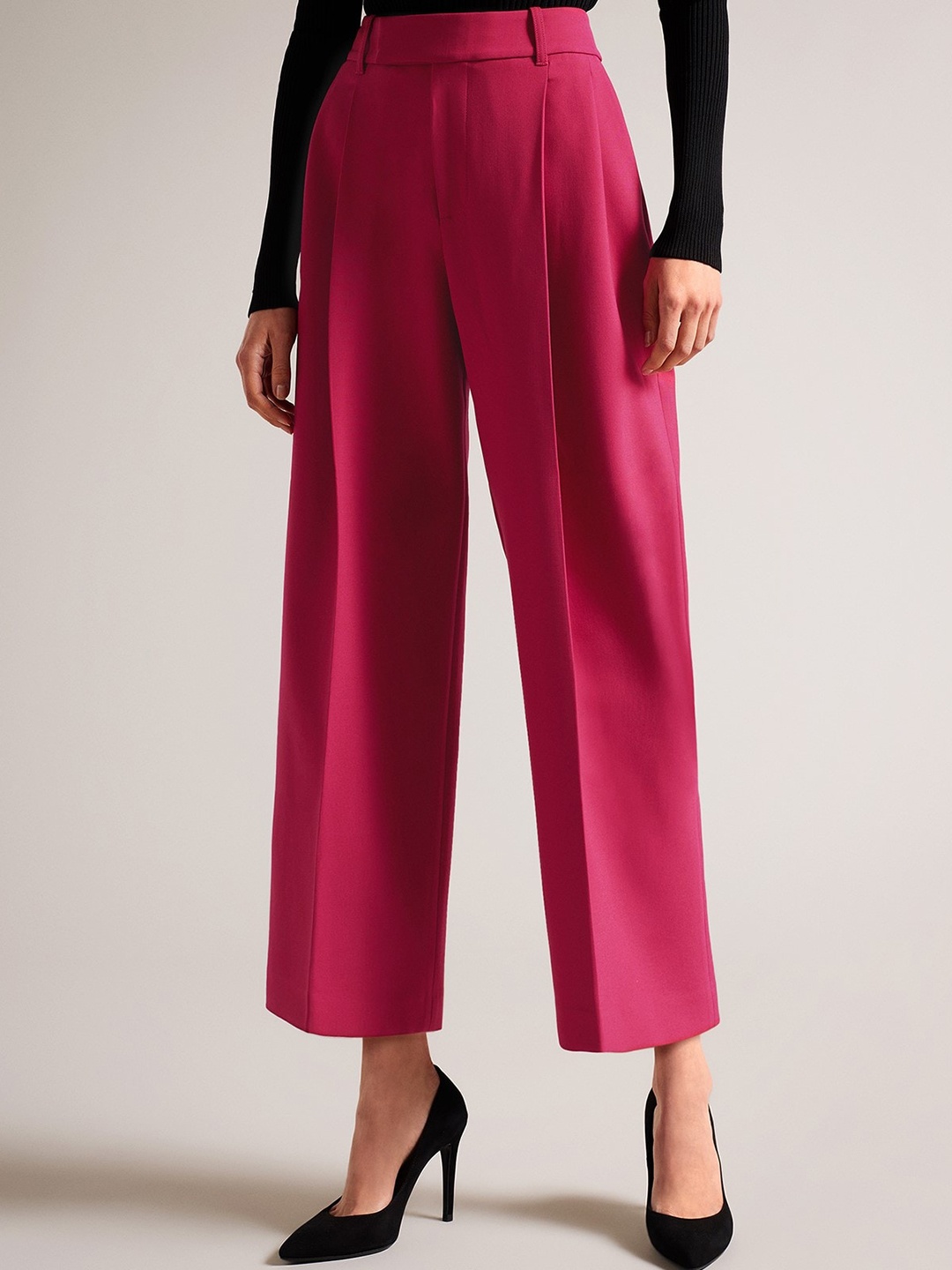 

Ted Baker Women Pleated Front Mid-Rise Trousers, Pink