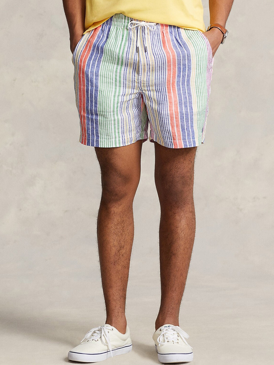 

Polo Ralph Lauren Men Striped Linen Shorts, White