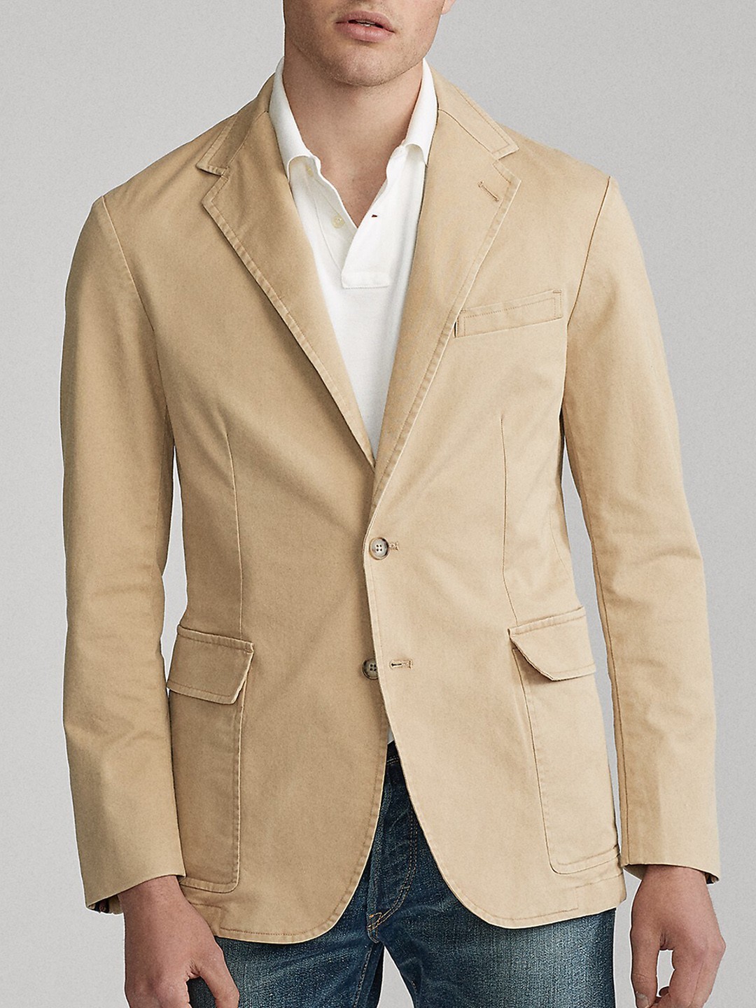

Polo Ralph Lauren Slim-Fit Single-Breasted Cotton Blazer, Beige
