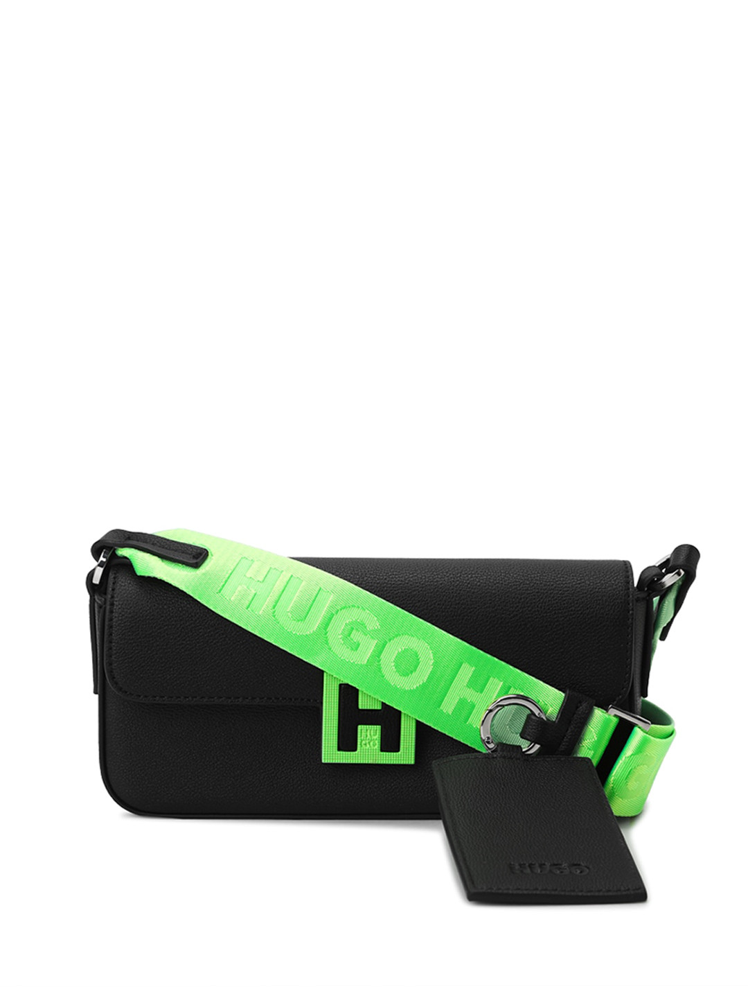 

HUGO Brand Logo Printed Crossbody Sling Bag, Black