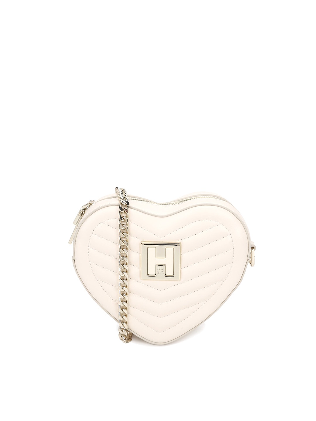 

HUGO Heart-Shaped Textured Quilted Crossbody Bag, Cream
