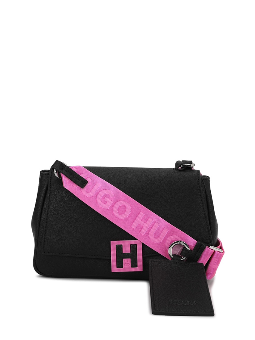HUGO Typography Printed Crossbody Sling Bag, Black
