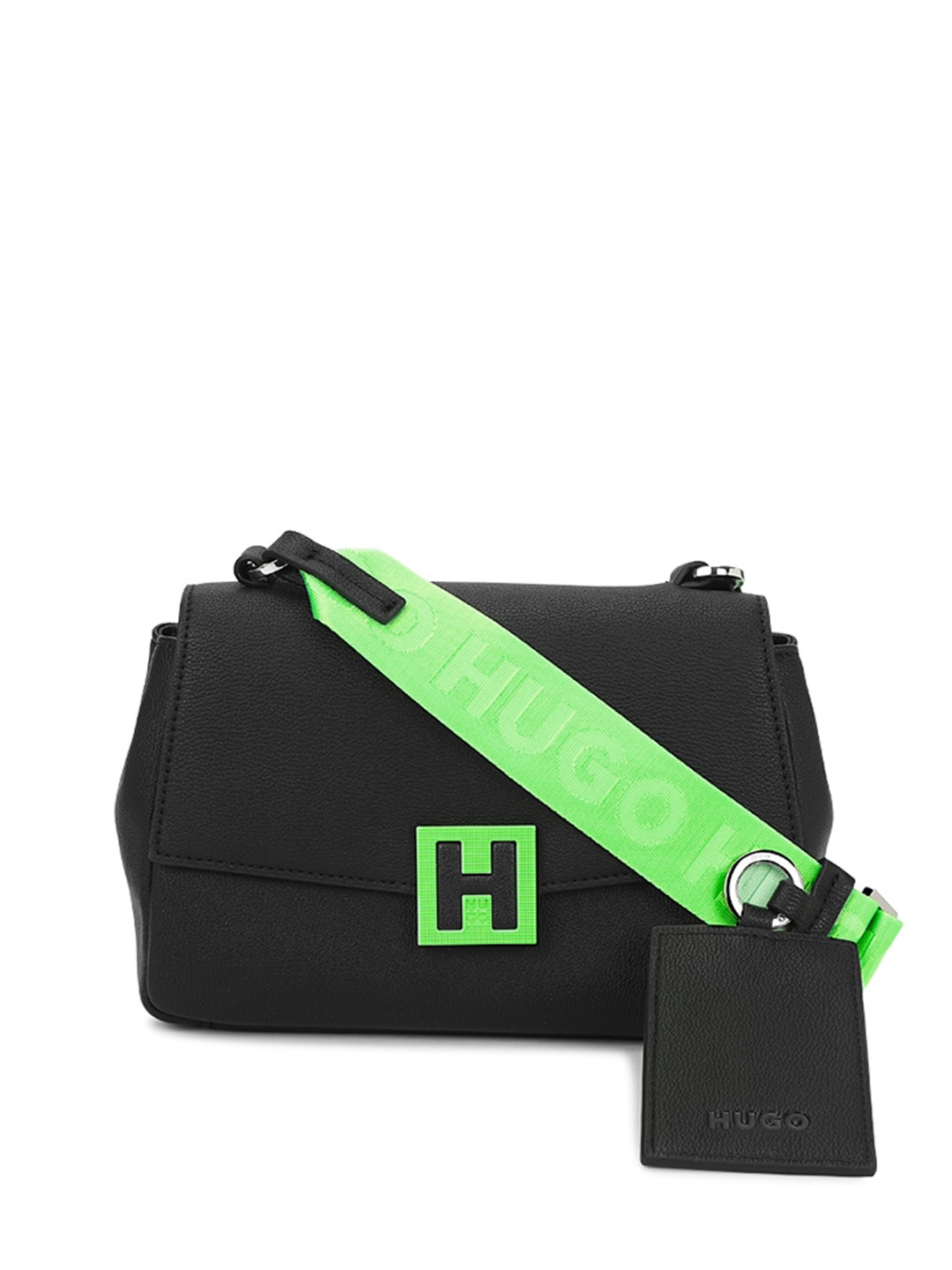 

HUGO Typography Printed Crossbody Sling Bag, Black