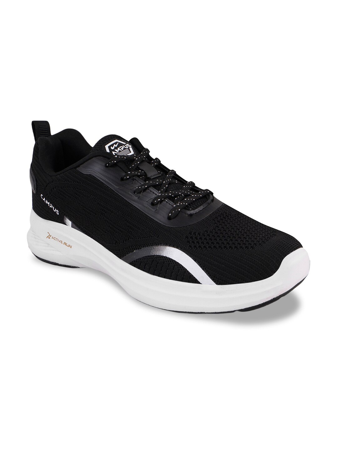 

Campus Men Mesh Lace-Up Running Shoes, Black