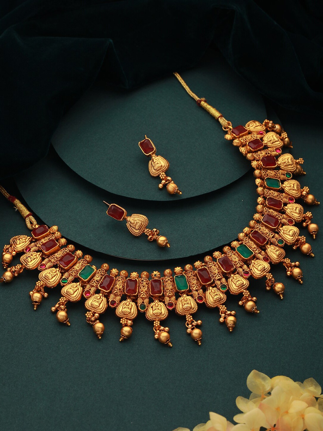 

Jazz and Sizzle Gold-Plated Stone-Studded Necklace & Earrings