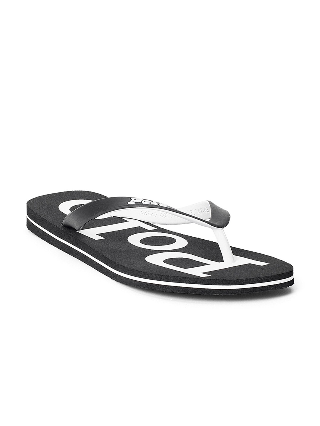 Polo Ralph Lauren Men Bolt Printed Thong Flip Flops, Black