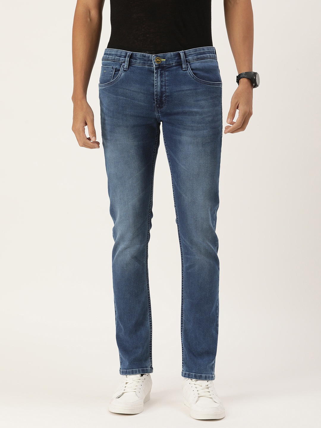 

Peter England Casuals Men Ace Mid-Rise Heavy Fade Stretchable Jeans, Blue