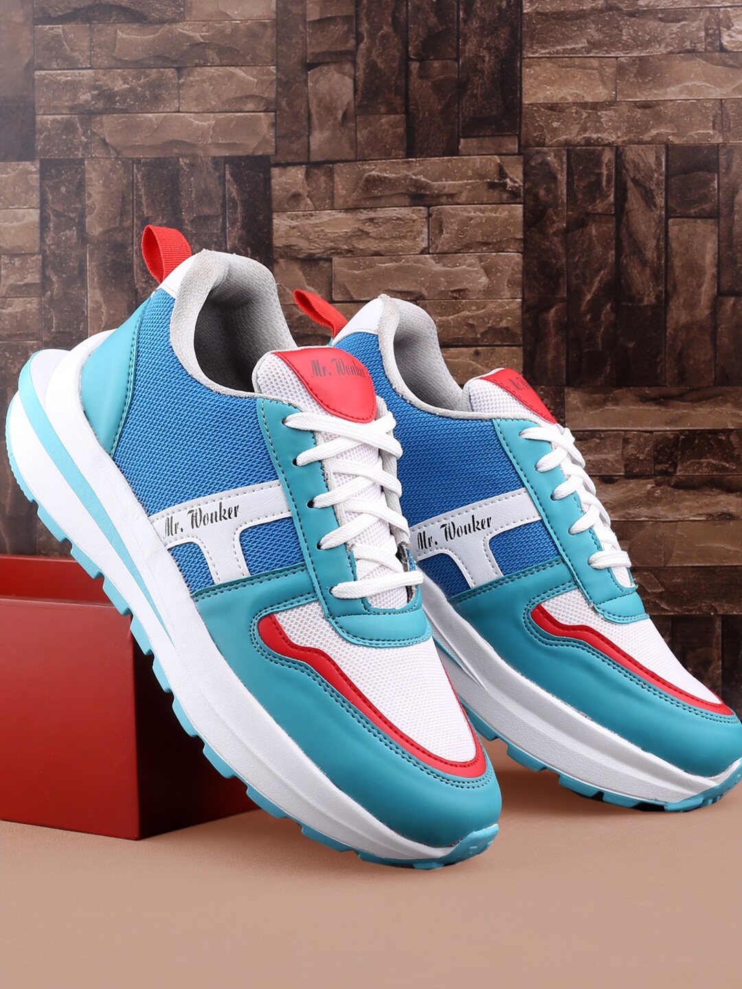 

mr.wonker Men Deziner Air Plus Marking Running Shoes, Turquoise blue
