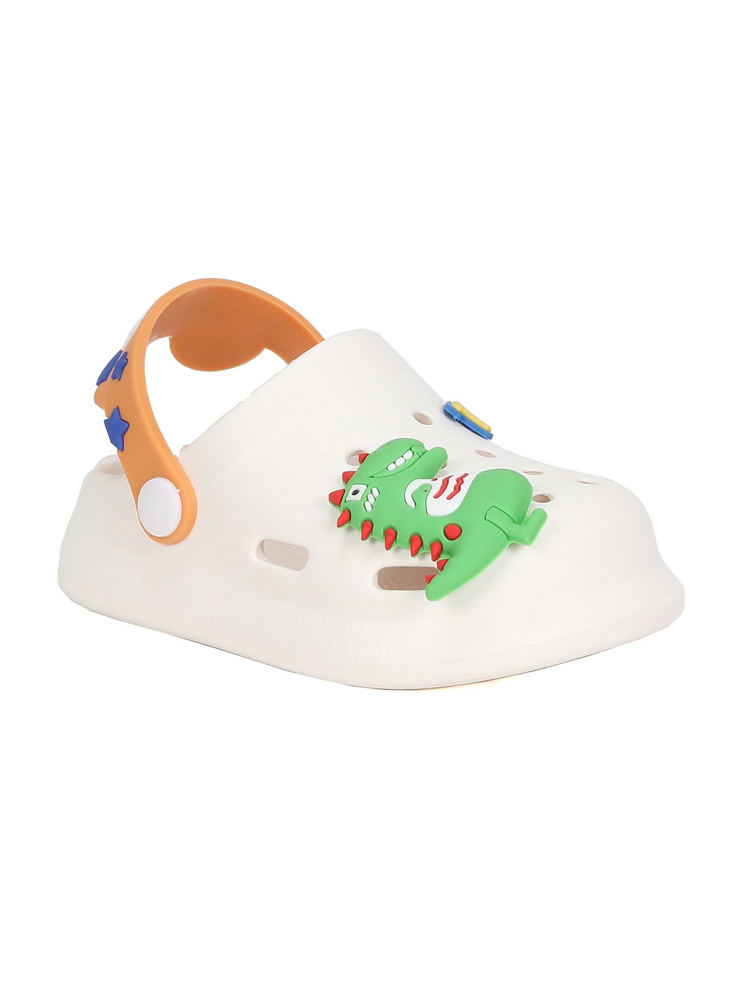 

Lil Lollipop Infants Dinosaur Applique Anti-Slip Clogs, White
