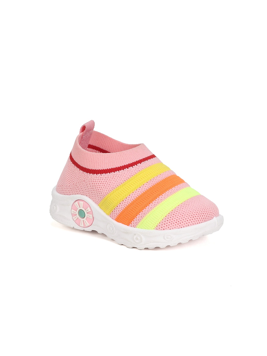 

Lil Lollipop Kids Striped Contrast Sole Musical Chu Chu Slip-On Sneakers, Pink