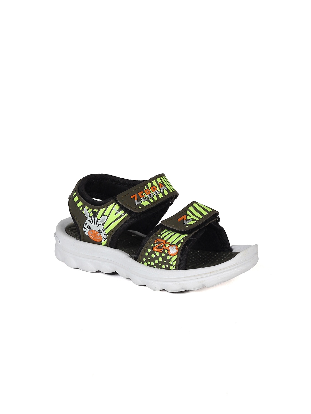 

Lil Lollipop Kids Zebra Printed Anti-Slip Sports Sandals, Green