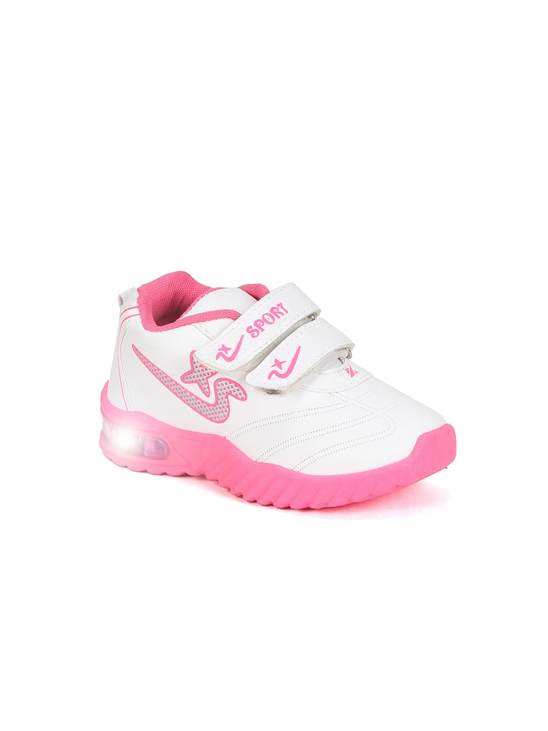 

Lil Lollipop Infants Kids Printed Double Velcro Sneakers With LED Lights, White