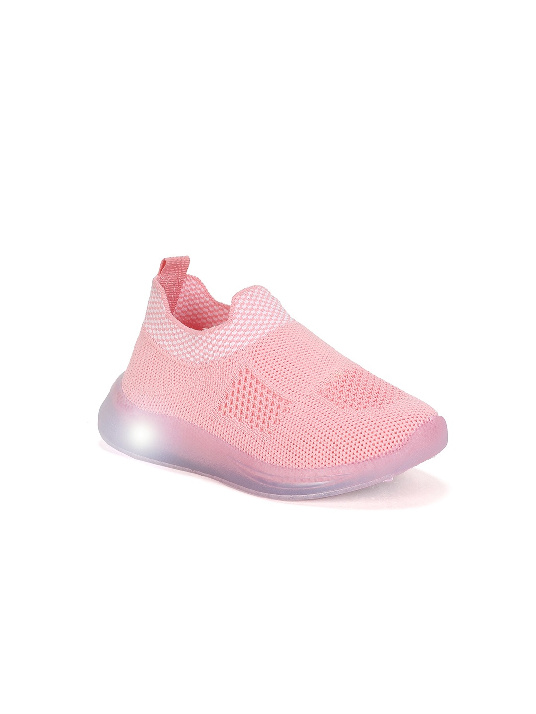 

Lil Lollipop Infants Kids Woven Design Slip-On Sneakers With LED Light, Pink