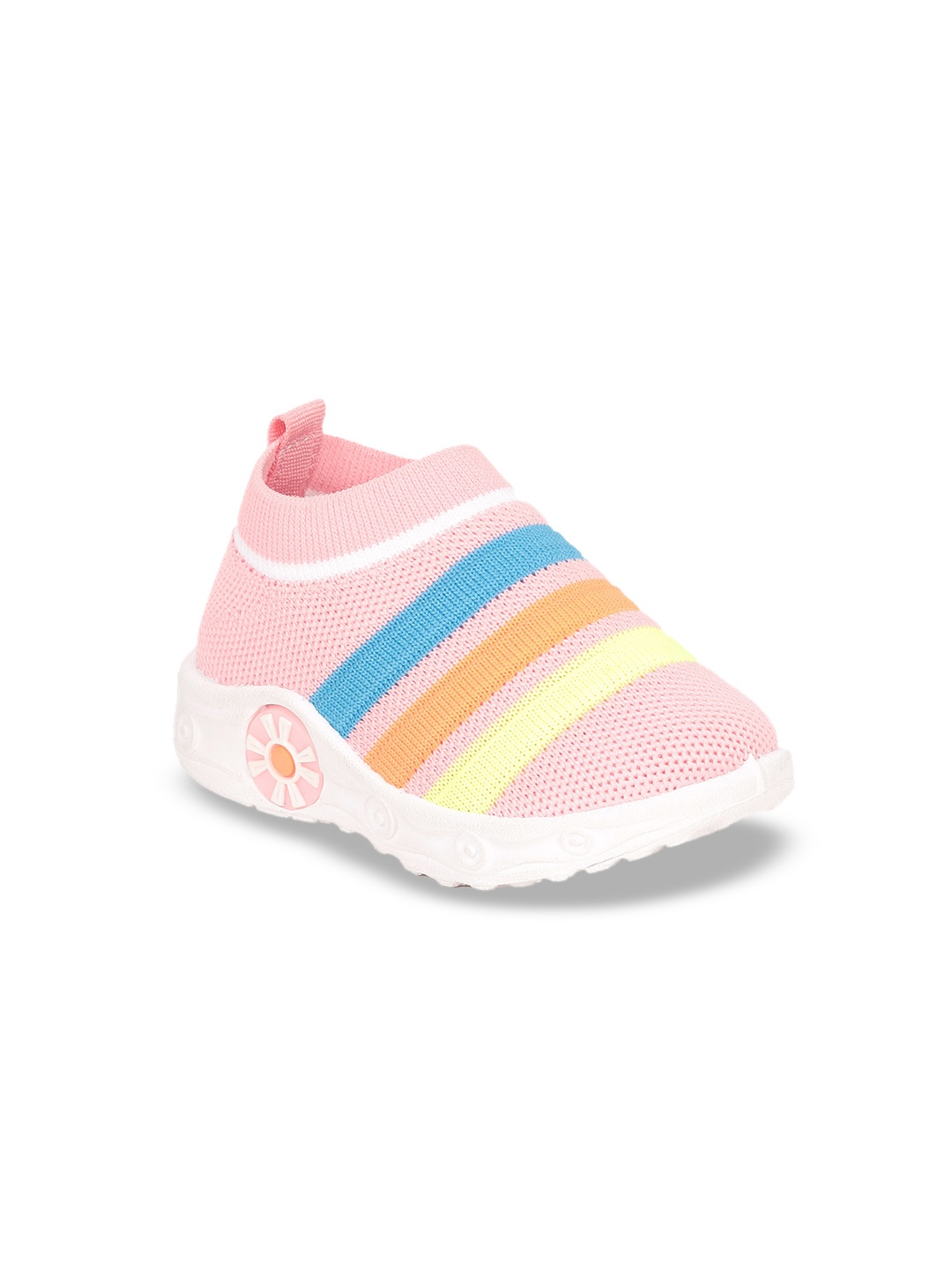 

Lil Lollipop Infants Kids Striped Contrast Sole Musical Chu Chu Slip-On Sneakers, Pink