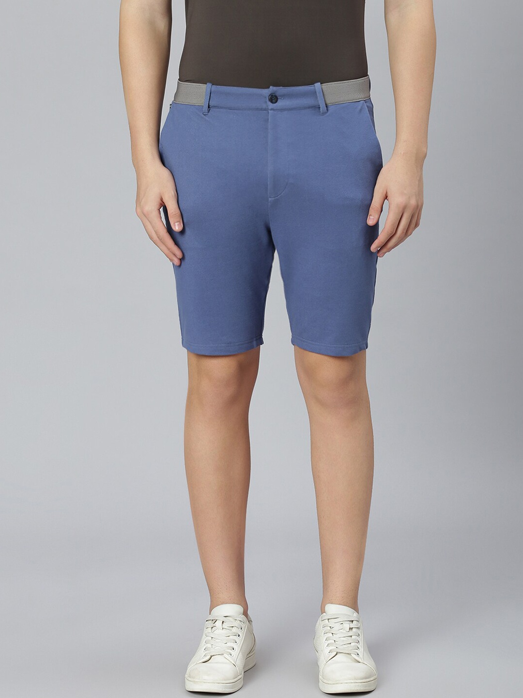 Slowave Men High-Rise Cotton Shorts, Blue