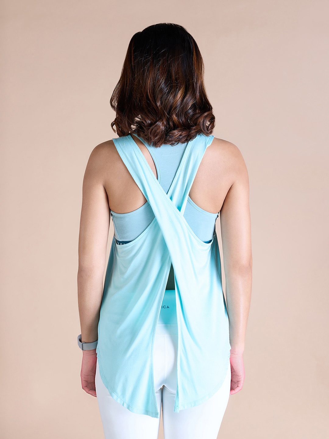 KICA Evolve Collection Sleeveless Styled Back Yoga Top, Blue