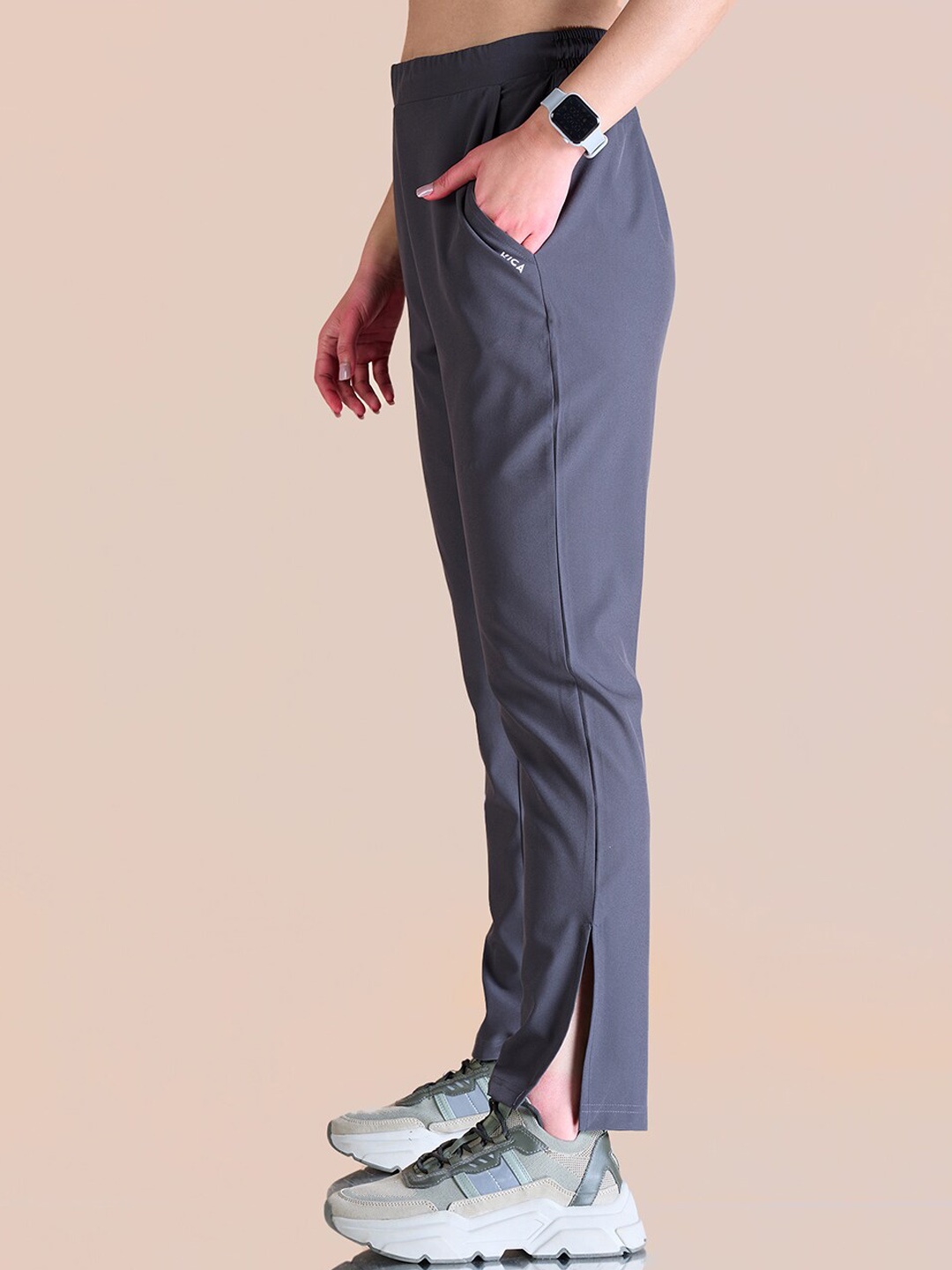 

KICA Women Straight Fit High Rise Track Pants, Grey