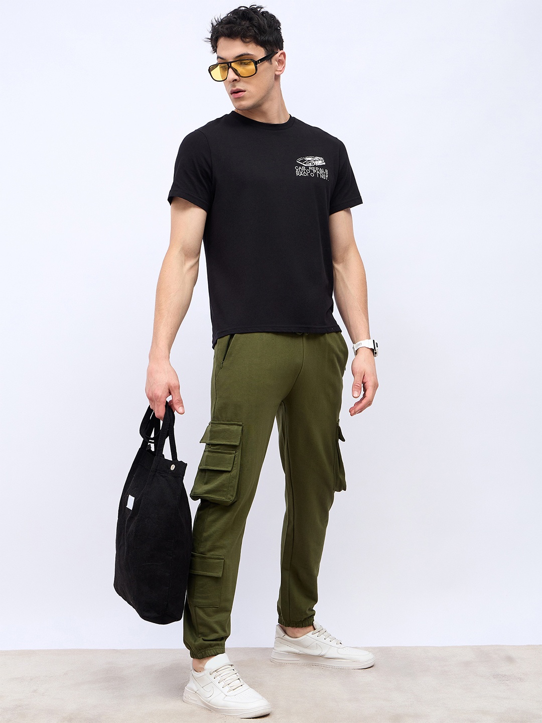 

Styli Men Slim Fit Pure Cotton Cargo Jogger, Olive