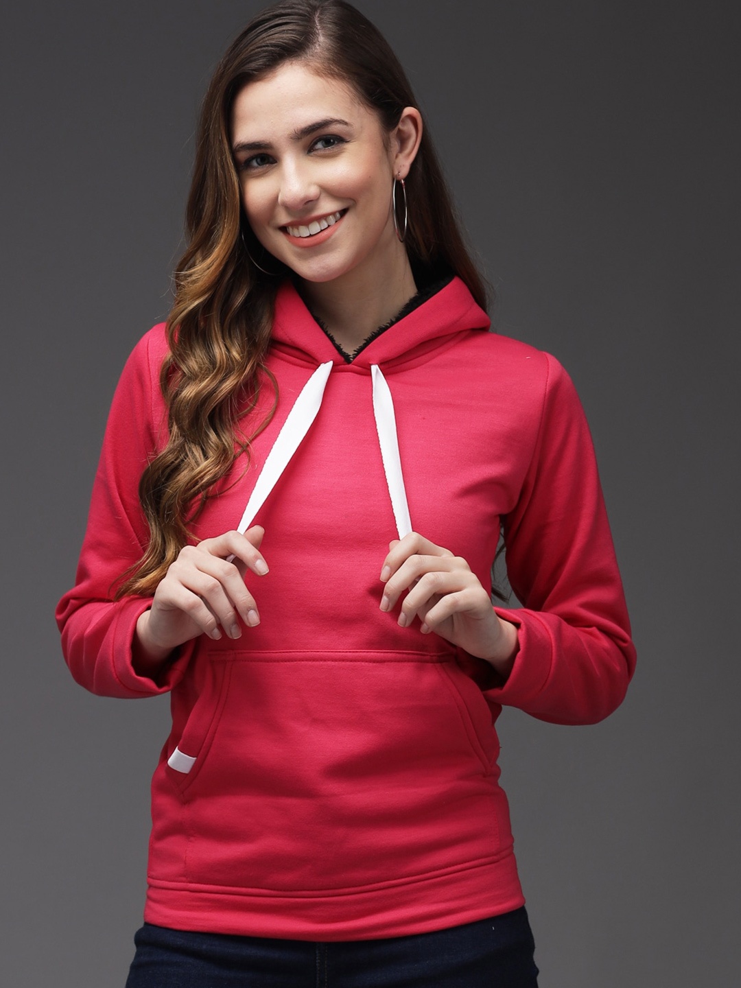 BAESD Long Sleeves Hooded Pullover, Coral