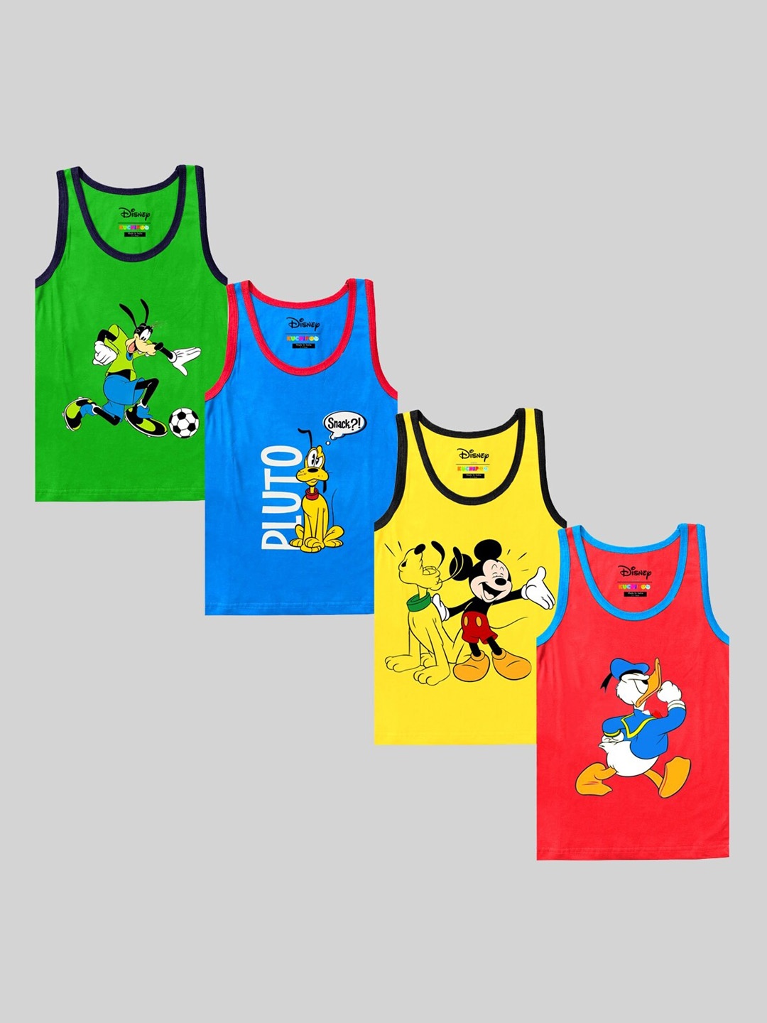 

KUCHIPOO Boys Pack Of 4 Disney Printed Innerwear Vests, Blue