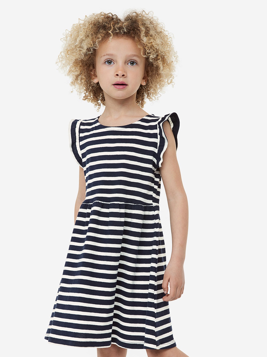 H&M Cotton Jersey Dress, Navy blue