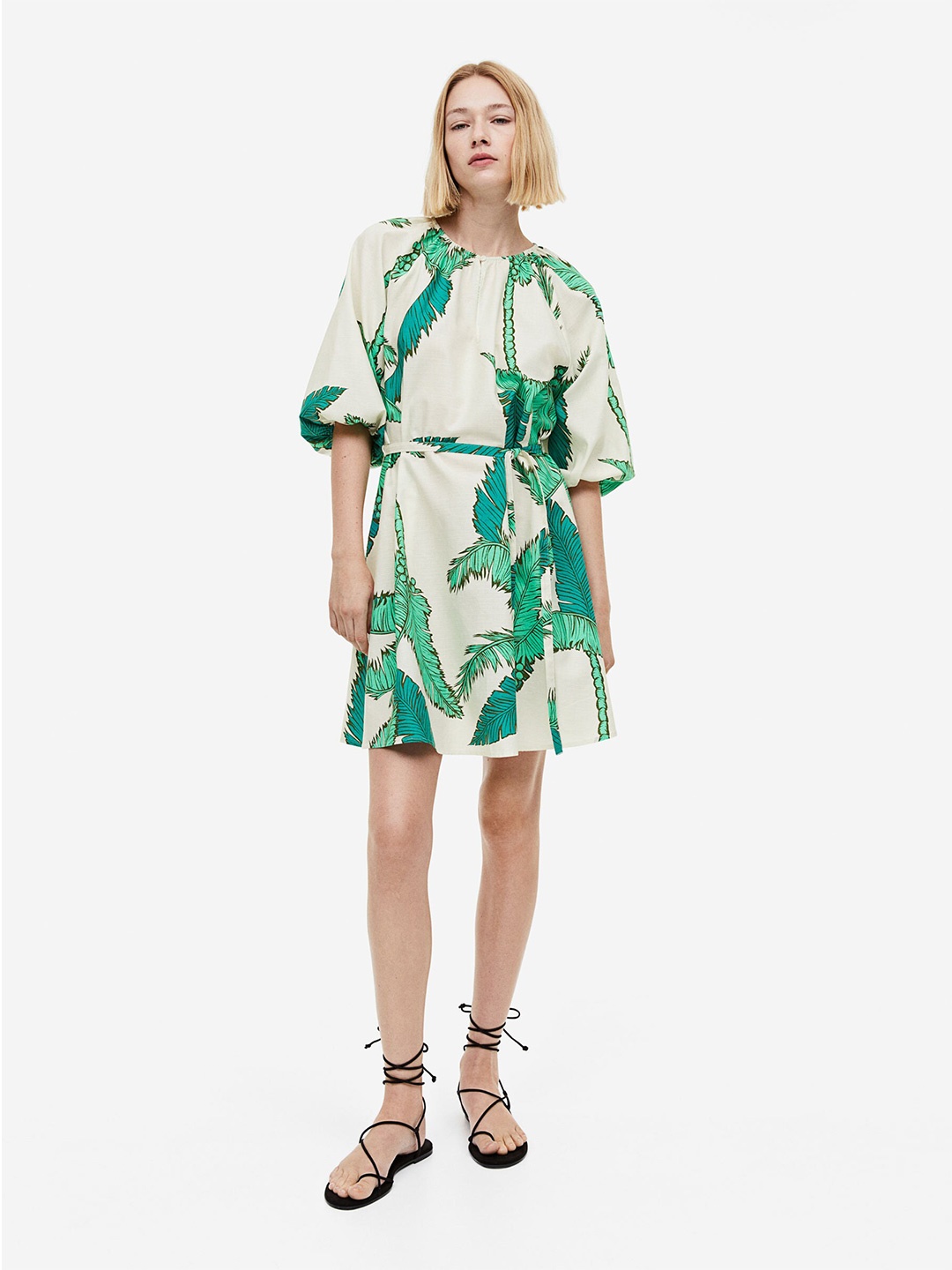 

H&M Tie-Belt Dress, Green