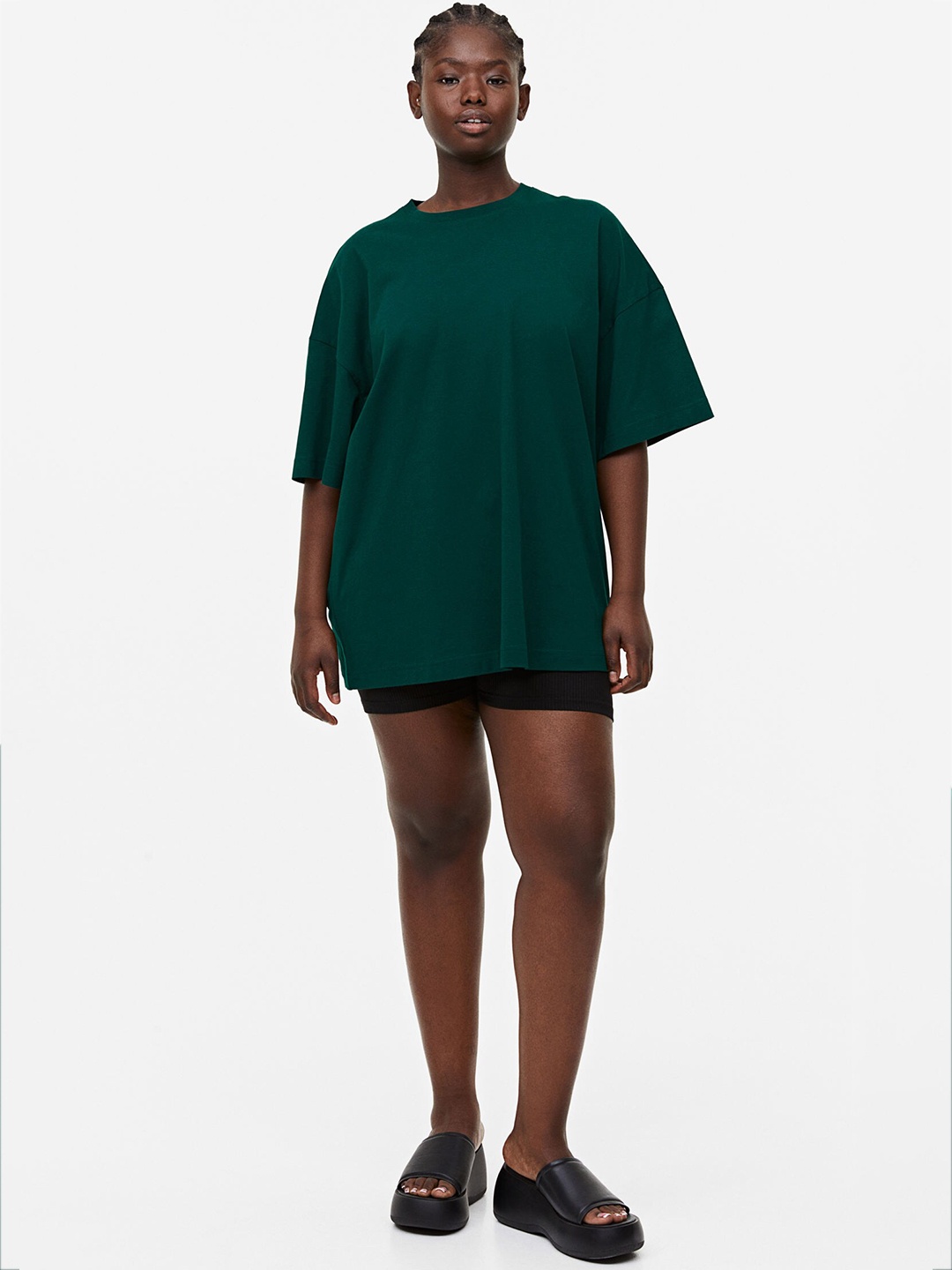 

H&M Pure Cotton Oversized T-shirt, Green