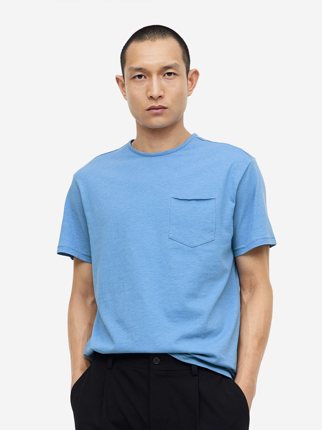 

H&M Pure Cotton Regular Fit T-shirt, Blue