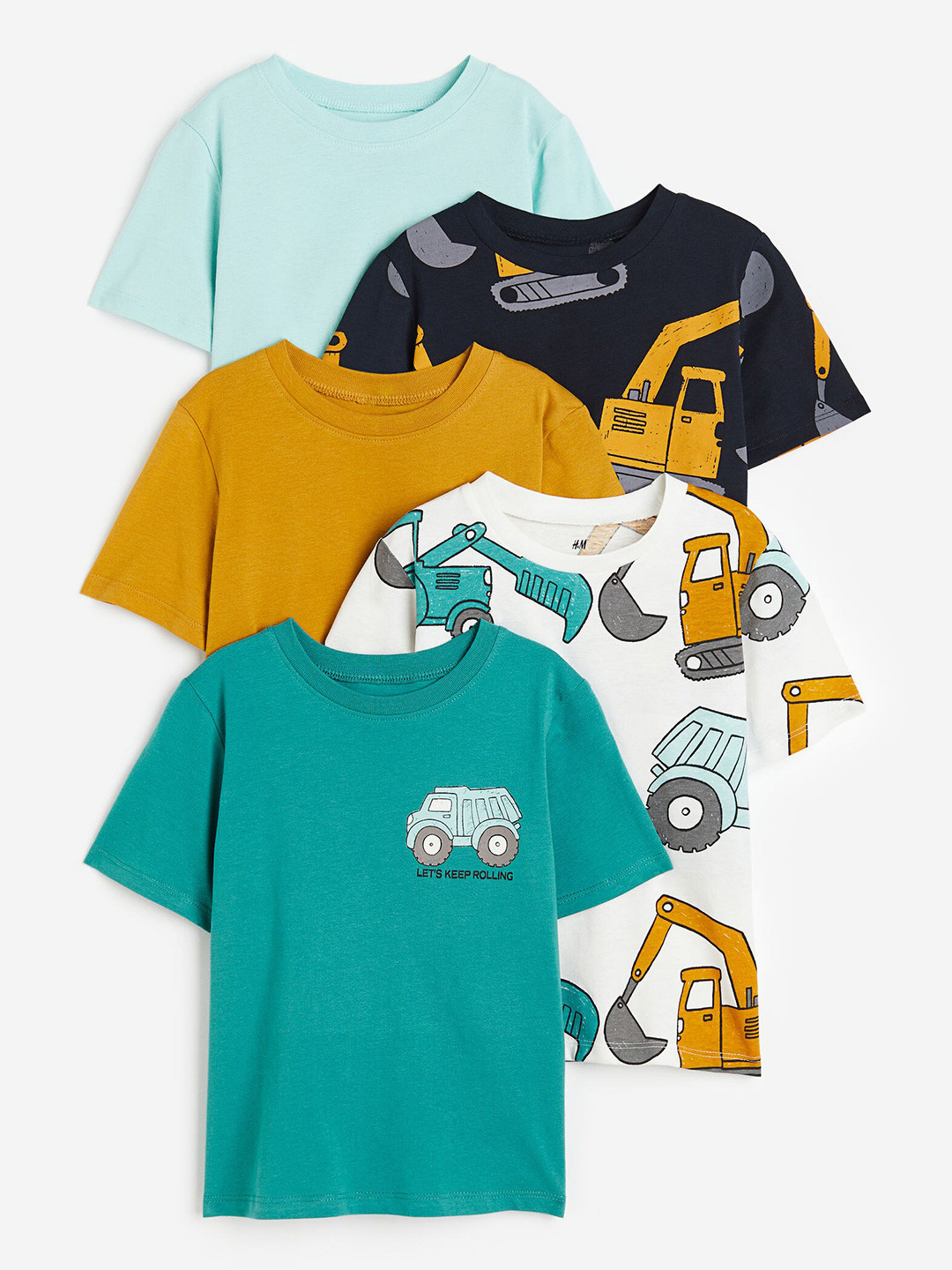 

H&M Boys 5-Pack Jersey T-shirts, White