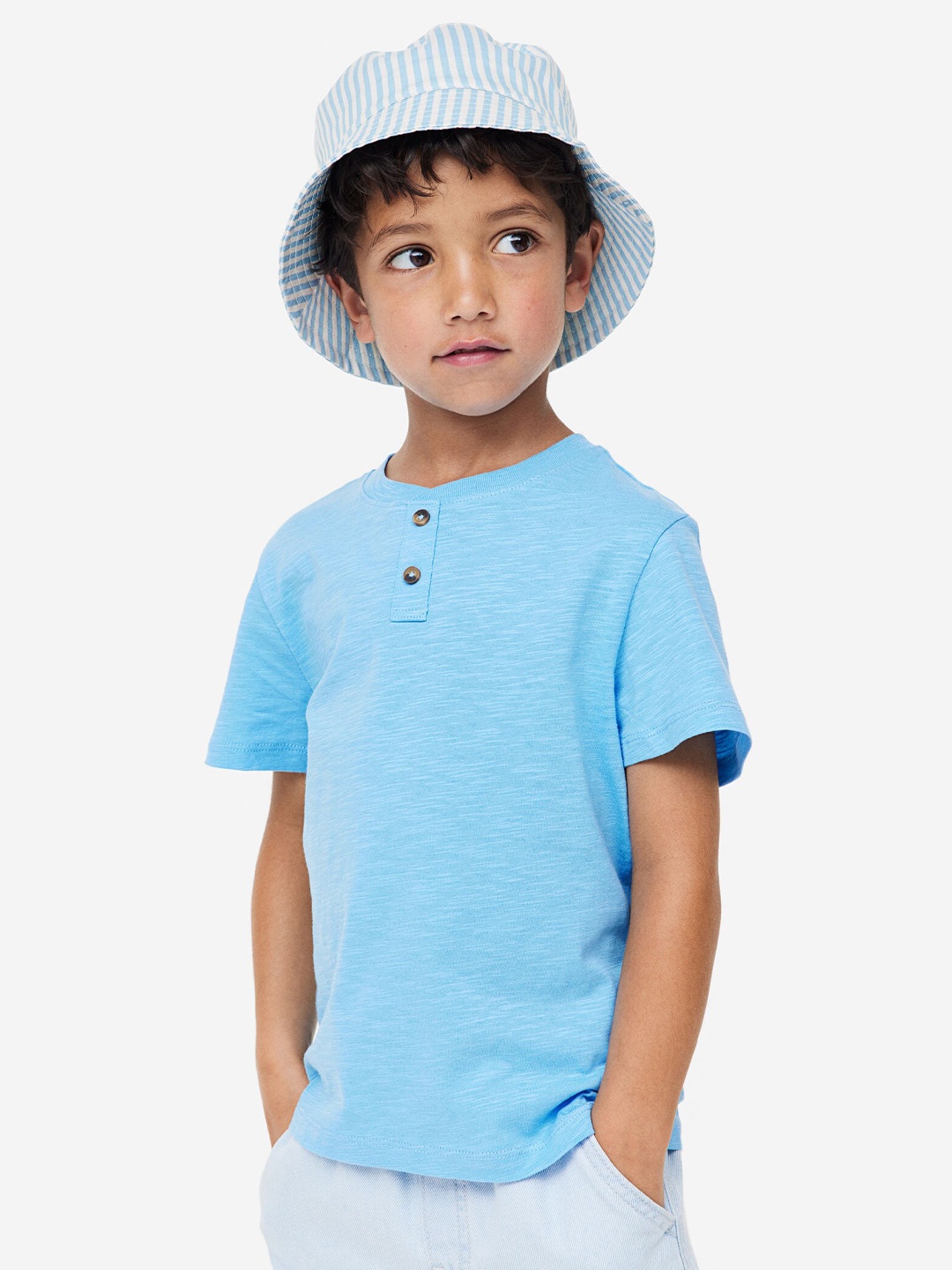 

H&M Boys Cotton Henley Top, Blue