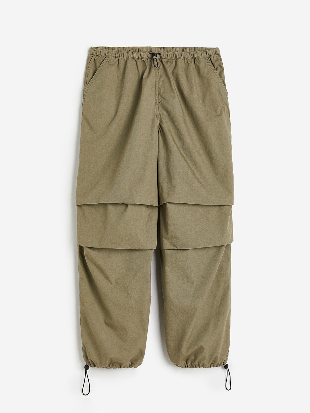 

H&M Women Cotton Parachute Trousers, Khaki