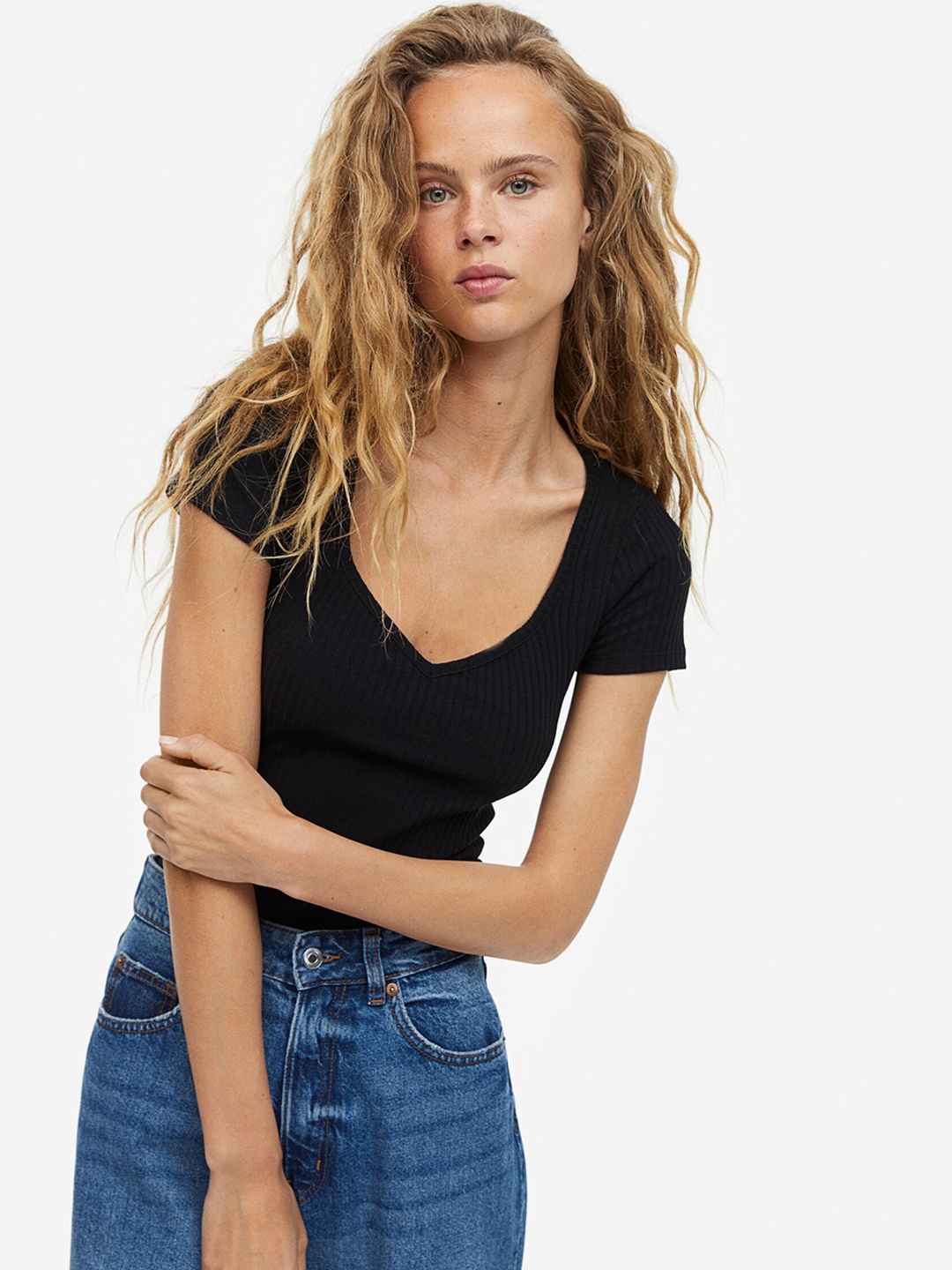

H&M Ribbed Thong Body, Black