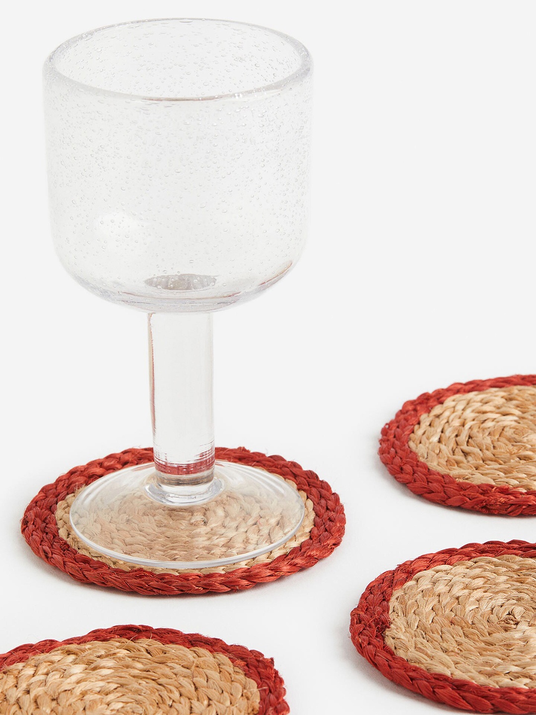 

H&M Beige & Red 4-Pack Jute Coasters