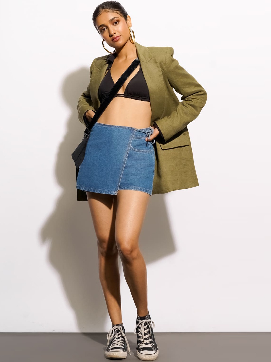 

FREAKINS Tie-Ups Denim Skorts Mini Skirt, Blue