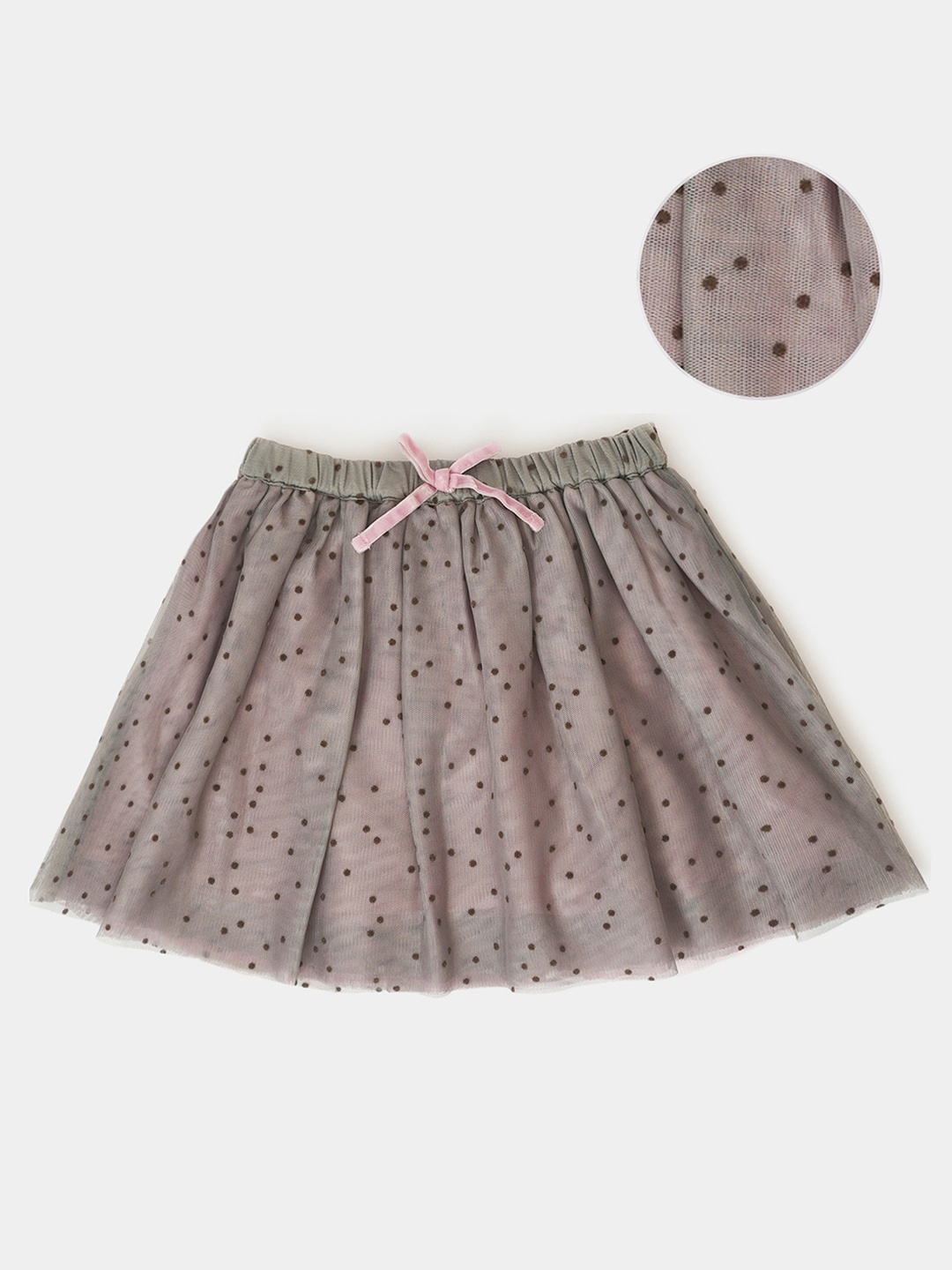 

MiArcus Girls Printed Pure Cotton Flared Above Knee Length Tutu Skirt, Grey