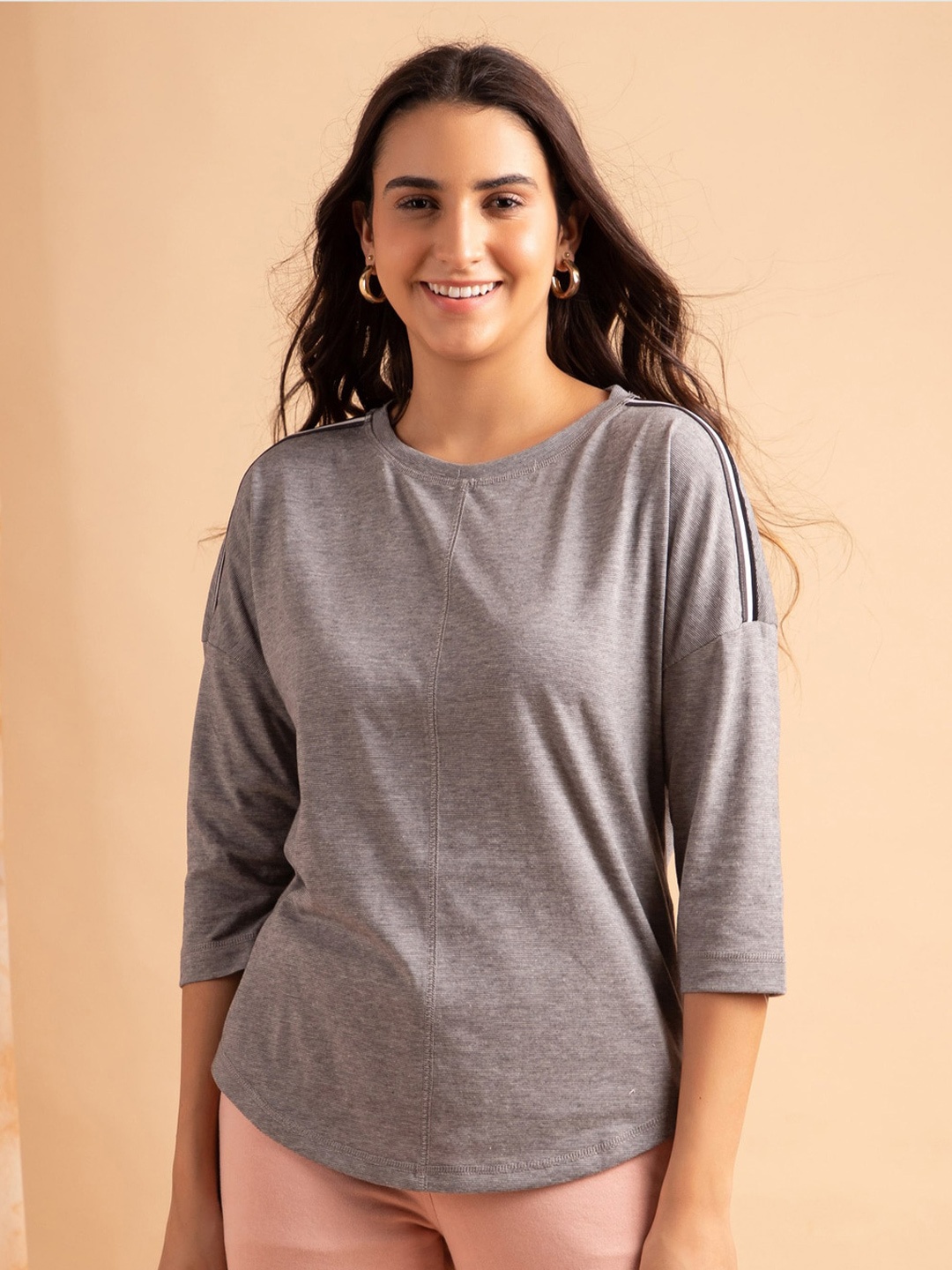 

B.Copenhagen Round Neck Drop Shoulder Sleeves T-shirt, Grey