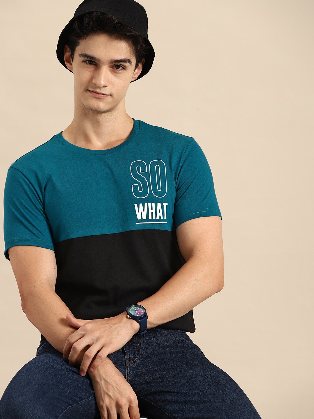 

United Colors of Benetton Colourblocked T-shirt, Teal